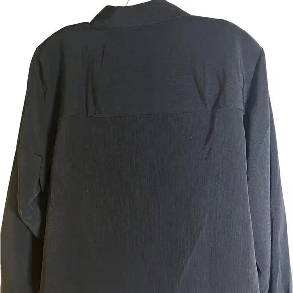 NWT Susan Graver Women's Black Crinkle Peachskin Big Shirt Size 1X - Picture 9 of 12